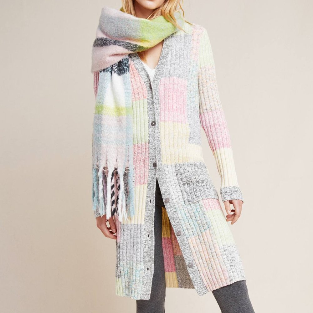 Anthropologie Multicolor Patchwork Cardigan
